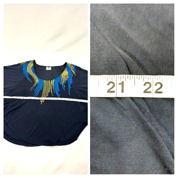 Free People Blue Studded Flare Top - Picture 12 of 13